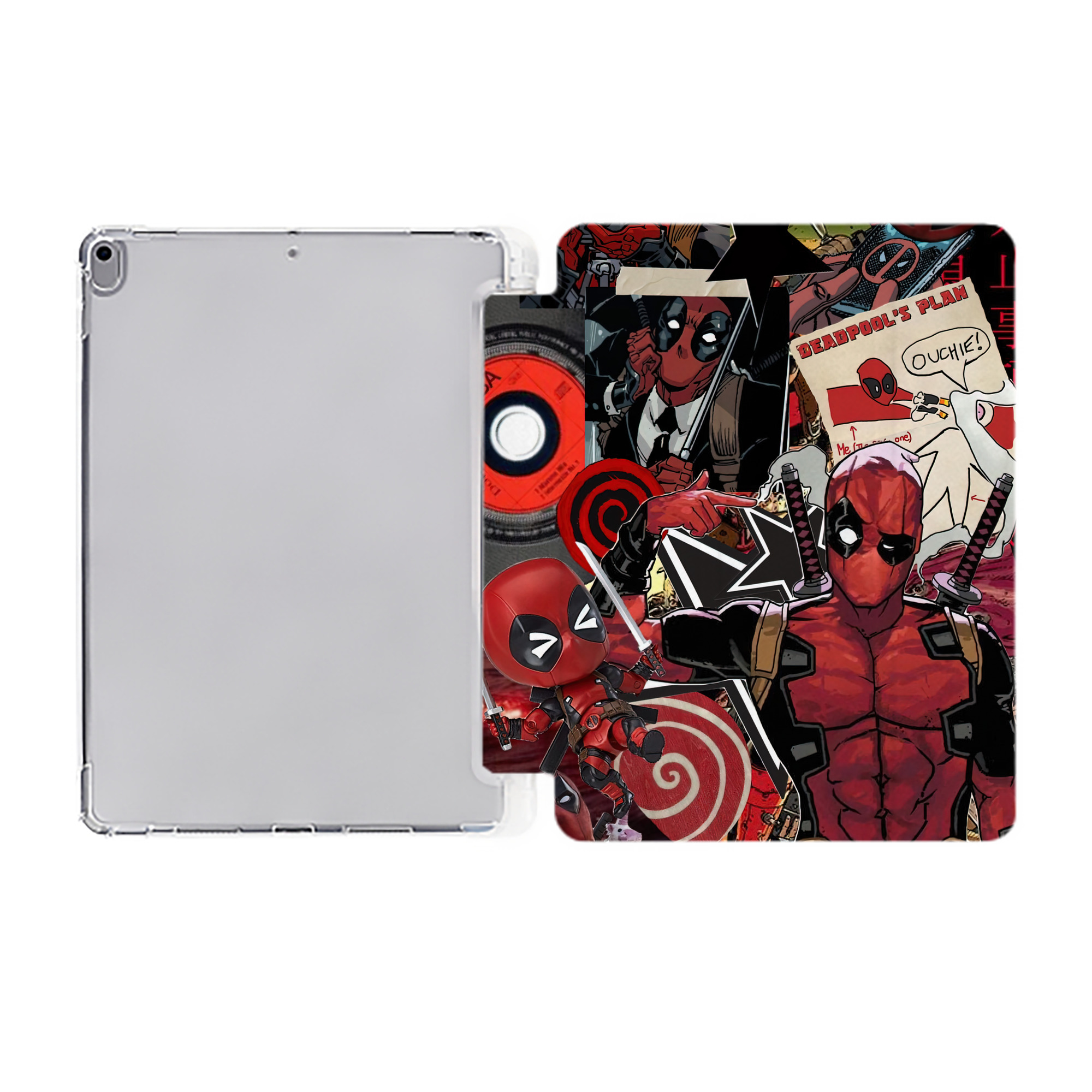 （画像用） Deadpool デッドプール IPad ケース ペン収納付き 三つ折りスタンド PUレザー×シリコン 対応機種9.5/10.5/10.9インチ